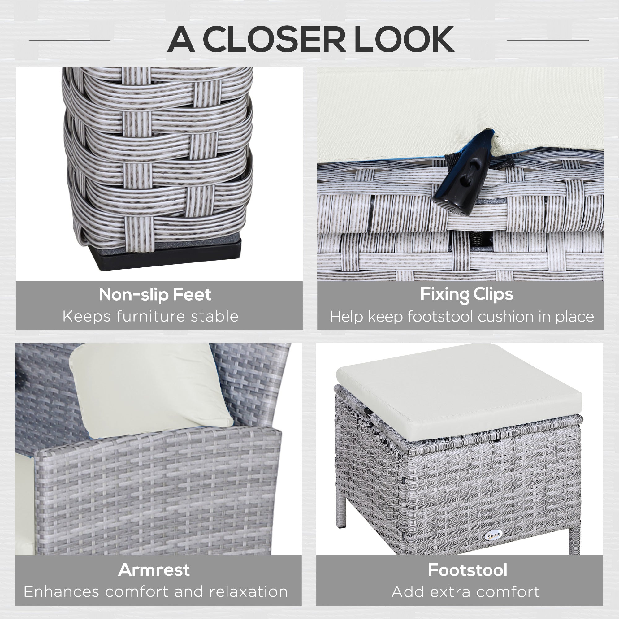 Kozy 6-Seater Rattan Dining Set Sofa Table Footstool Outdoor w/ Cushion Garden Furniture