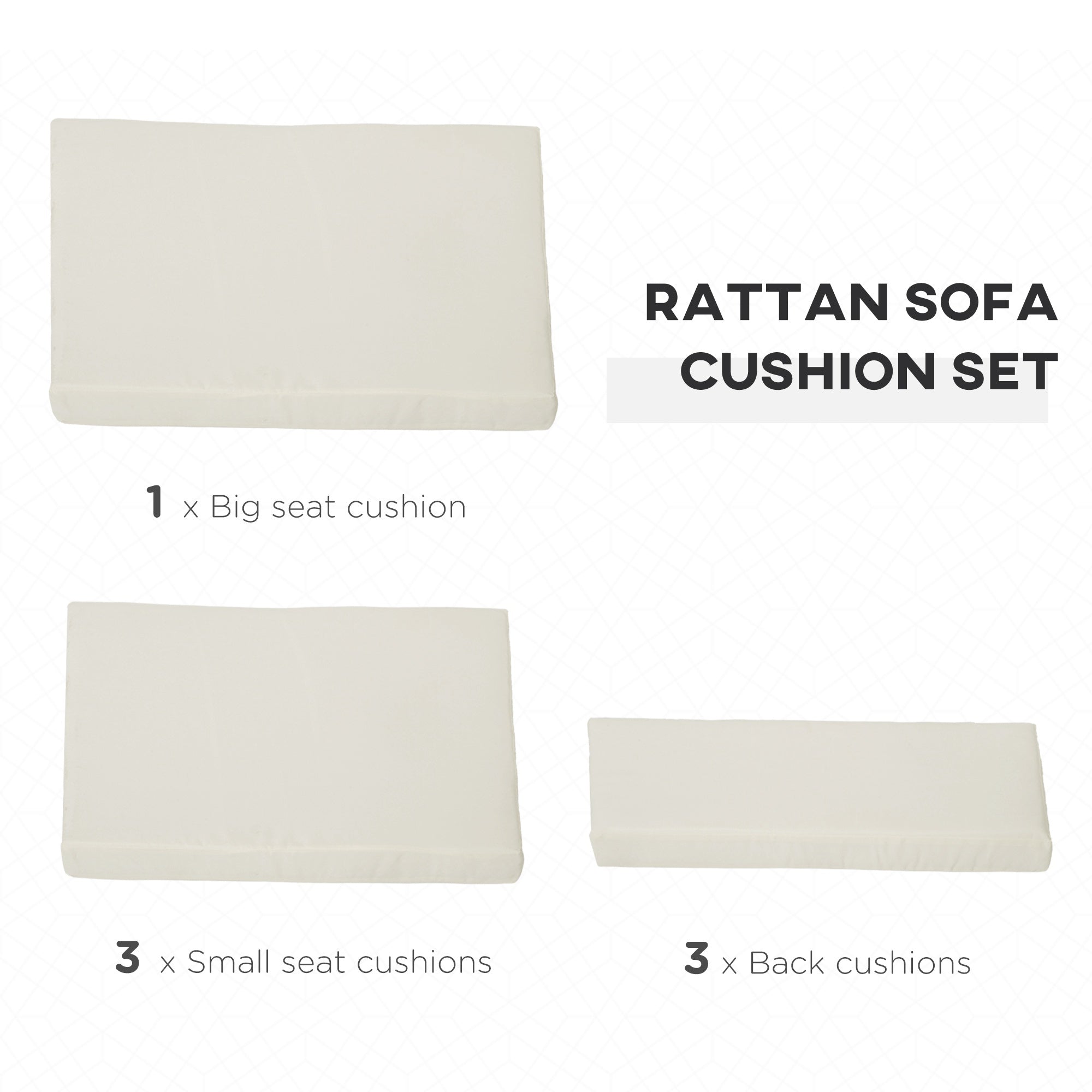 Kozy Outdoor Cushion Pad Set for Rattan Furniture, 7 Piece Garden Furniture Cushions ONLY, Cream