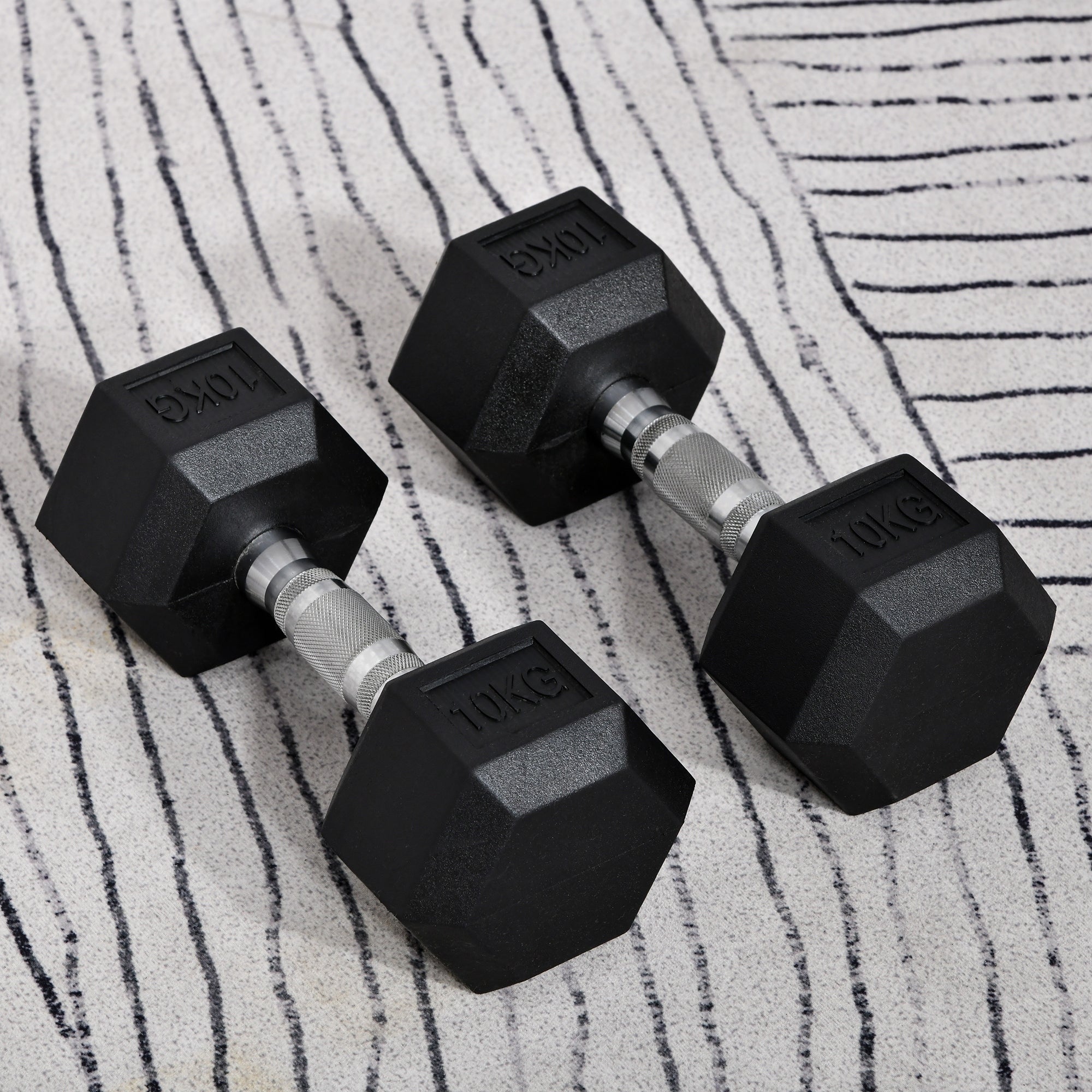 Kozy 2x10kg Hex Dumbbells Set Rubber Dumbbells Weight Lifting Equipment Fitness Home Gym