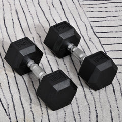 Kozy 2x10kg Hex Dumbbells Set Rubber Dumbbells Weight Lifting Equipment Fitness Home Gym