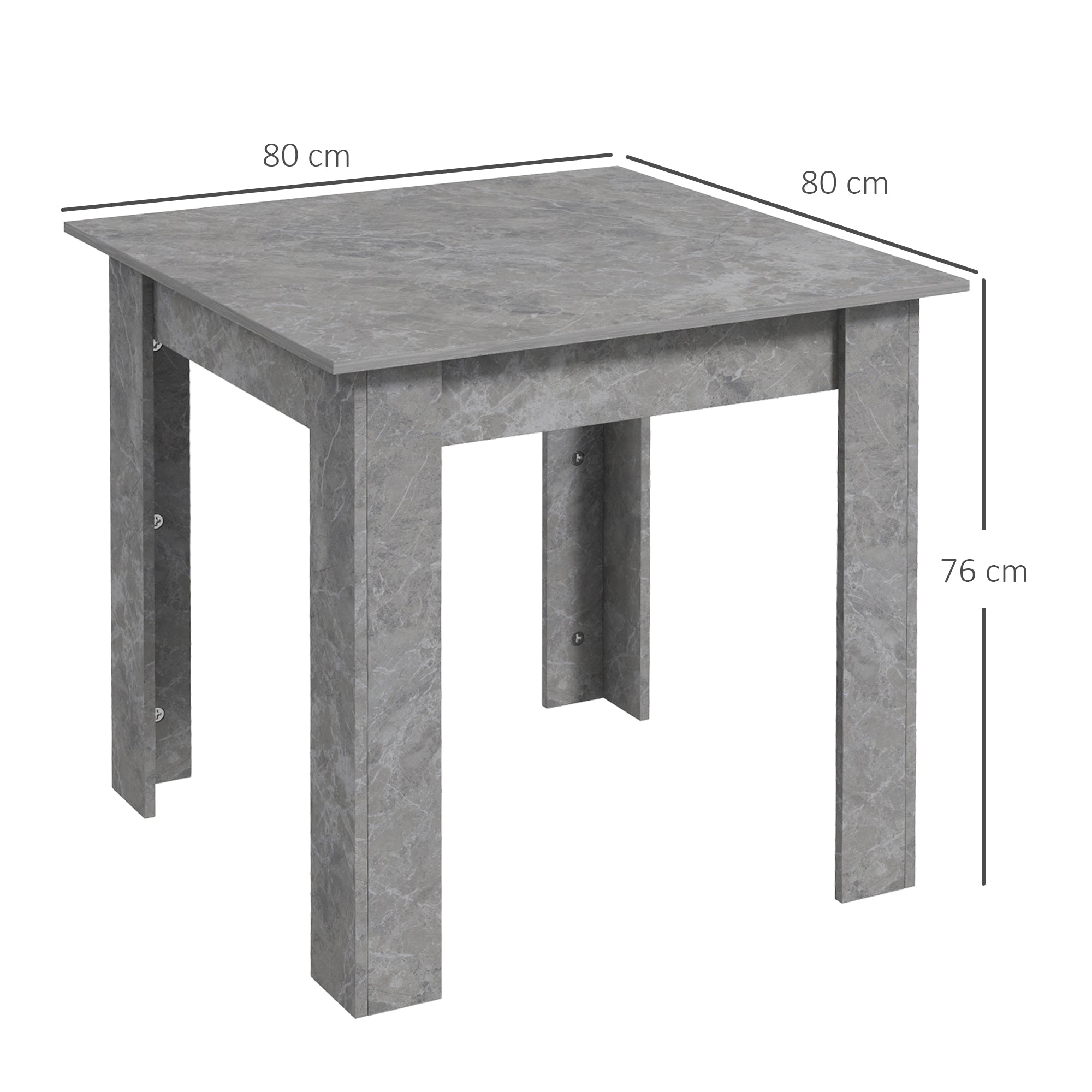 Kozy Square Dining Table, Modern Small Dining Table with Faux Cement Effect, Space Saving, Non-slip Foot Pads, Cement Grey