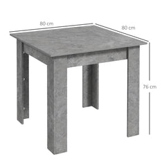 Kozy Square Dining Table, Modern Small Dining Table with Faux Cement Effect, Space Saving, Non-slip Foot Pads, Cement Grey