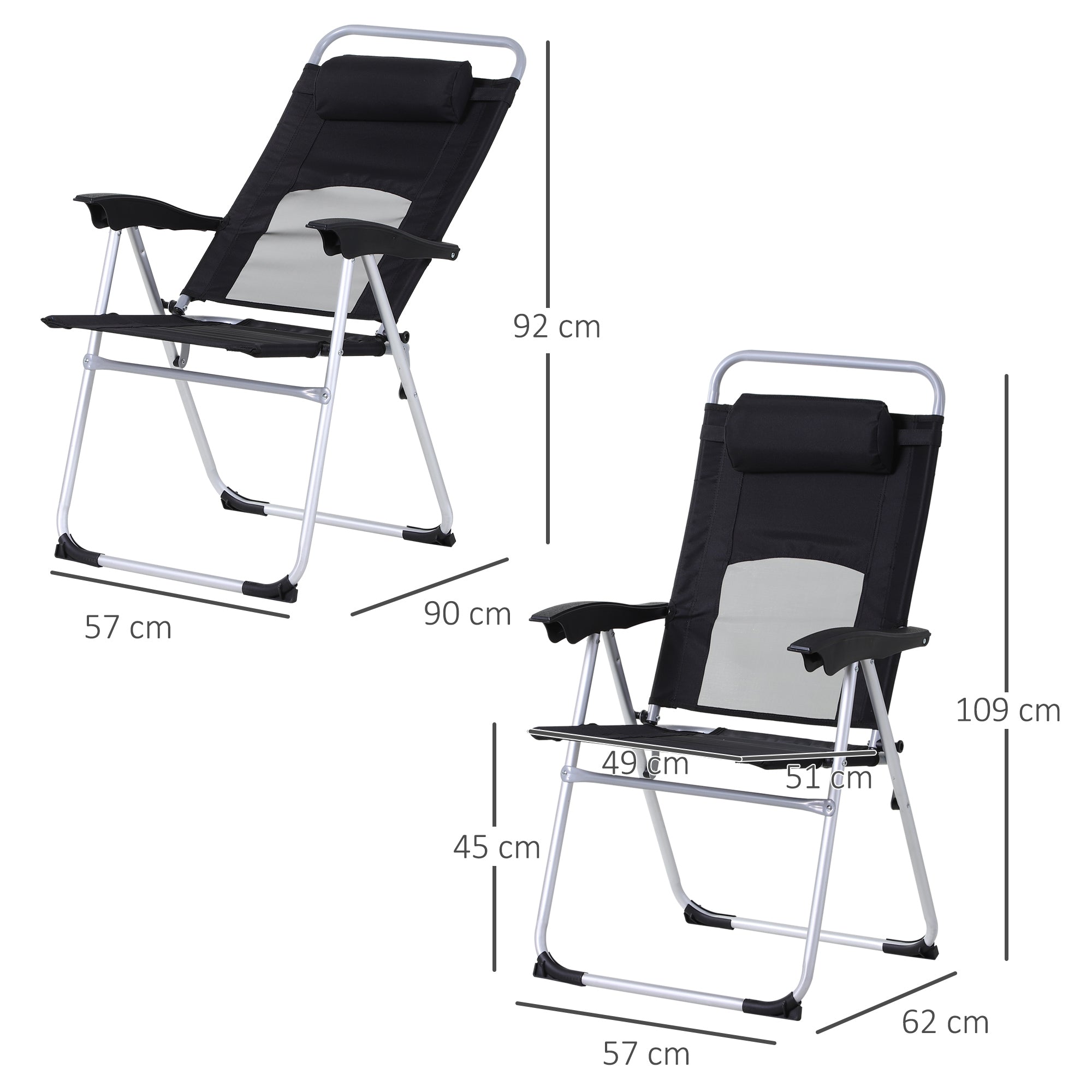 Outsunny Folding Garden Chair, Outdoor Patio Armchair with 3