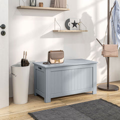 HOMCOM Large Storage Box Toy Chest Cabinet Container Unit Organizer with Lid & Safety Hinges, Grey | Aosom UK