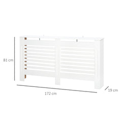 HOMCOM MDF White Painted Radiator Cover Slatted Cabinet Shelving Display Horizontal Style Modern Piece 172L x 19W x 81H cm