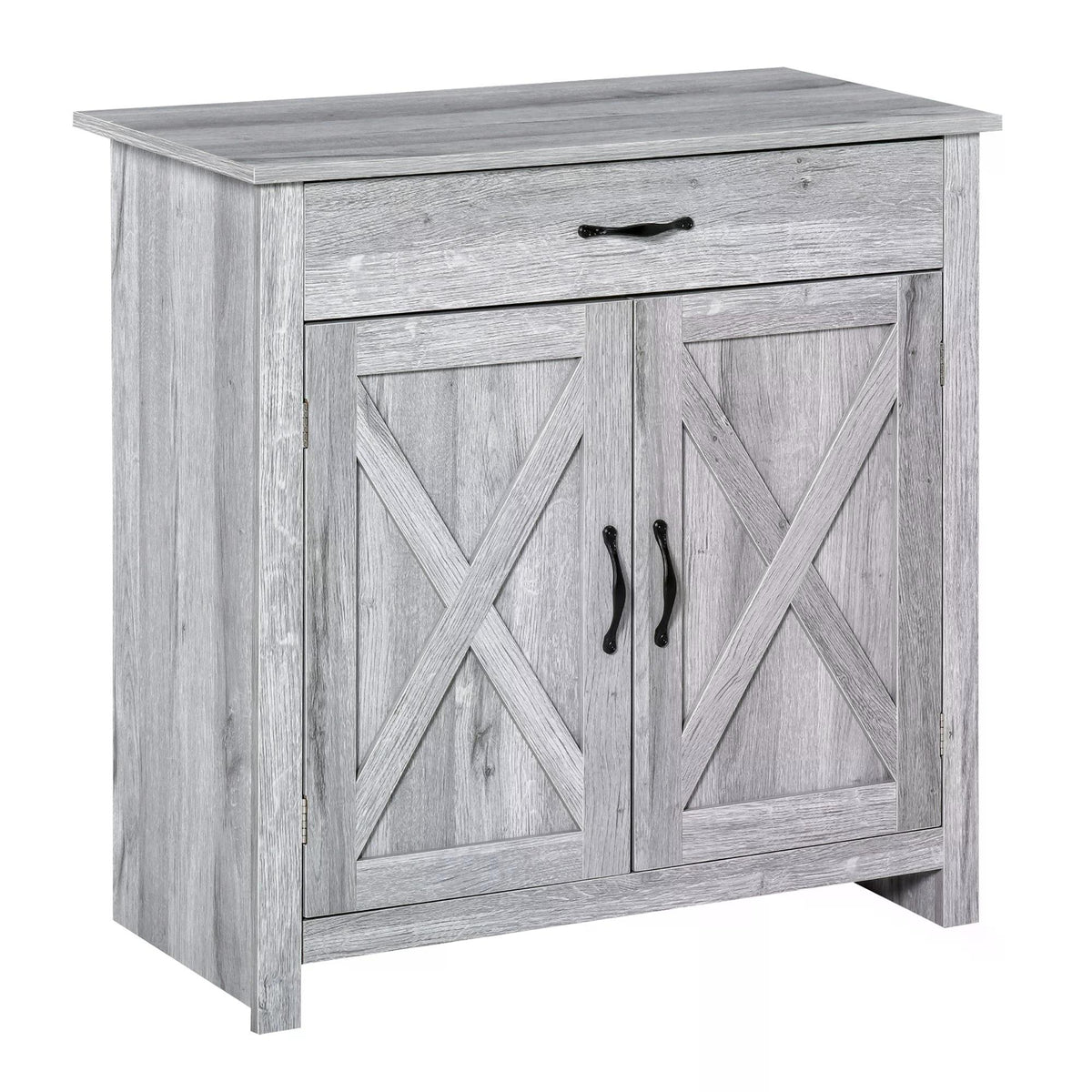 Kozy Farmhouse Barn Door Sideboard Storage Cabinet Coffee Bar for LIVING Room – Grey Grain