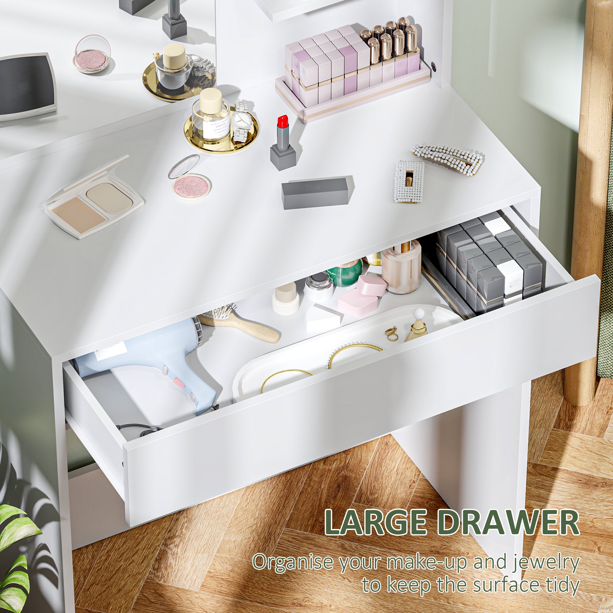 Kozy - Dressing Table with Mirror and Storage - White