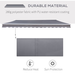 Kozy 3 x 2.5m Manual Awning Canopy Sun Shade Shelter Retractable for Garden Grey