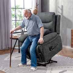 Kozy - Power Lift Recliner Chair with Vibration Massage, Heat, USB - Grey