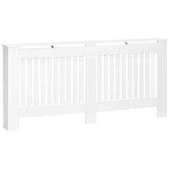 HOMCOM Slatted Radiator Cover Painted Cabinet MDF Lined Grill in White 172L x 19W x 81H cm | Aosom UK