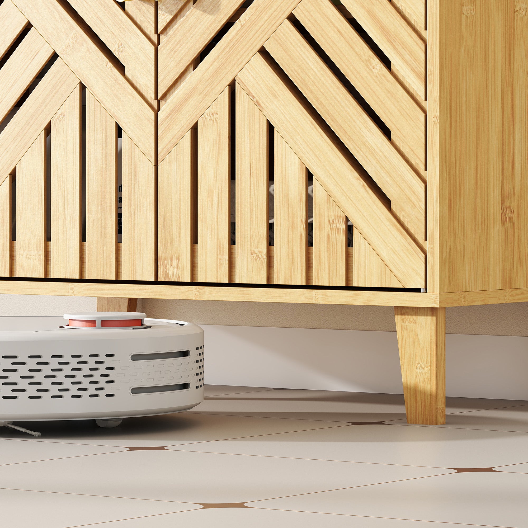 Kozy - Bamboo Bathroom Under Sink Cabinet with Adjustable Shelf for Basin without Pedestal - Natural