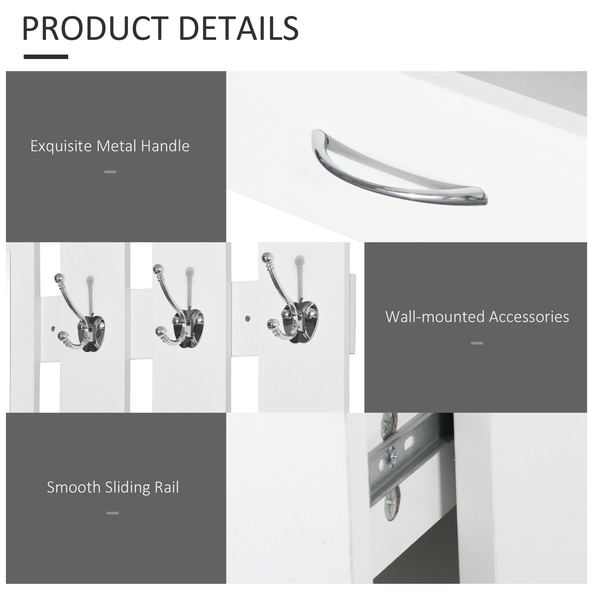 Kozy 2PC Shoes Storage Chest Cloths Rack Unit w/Mirror Multiple Shelves Large Storage Capacity Shoes Cabinet 6 Hooks Cloth Rack White