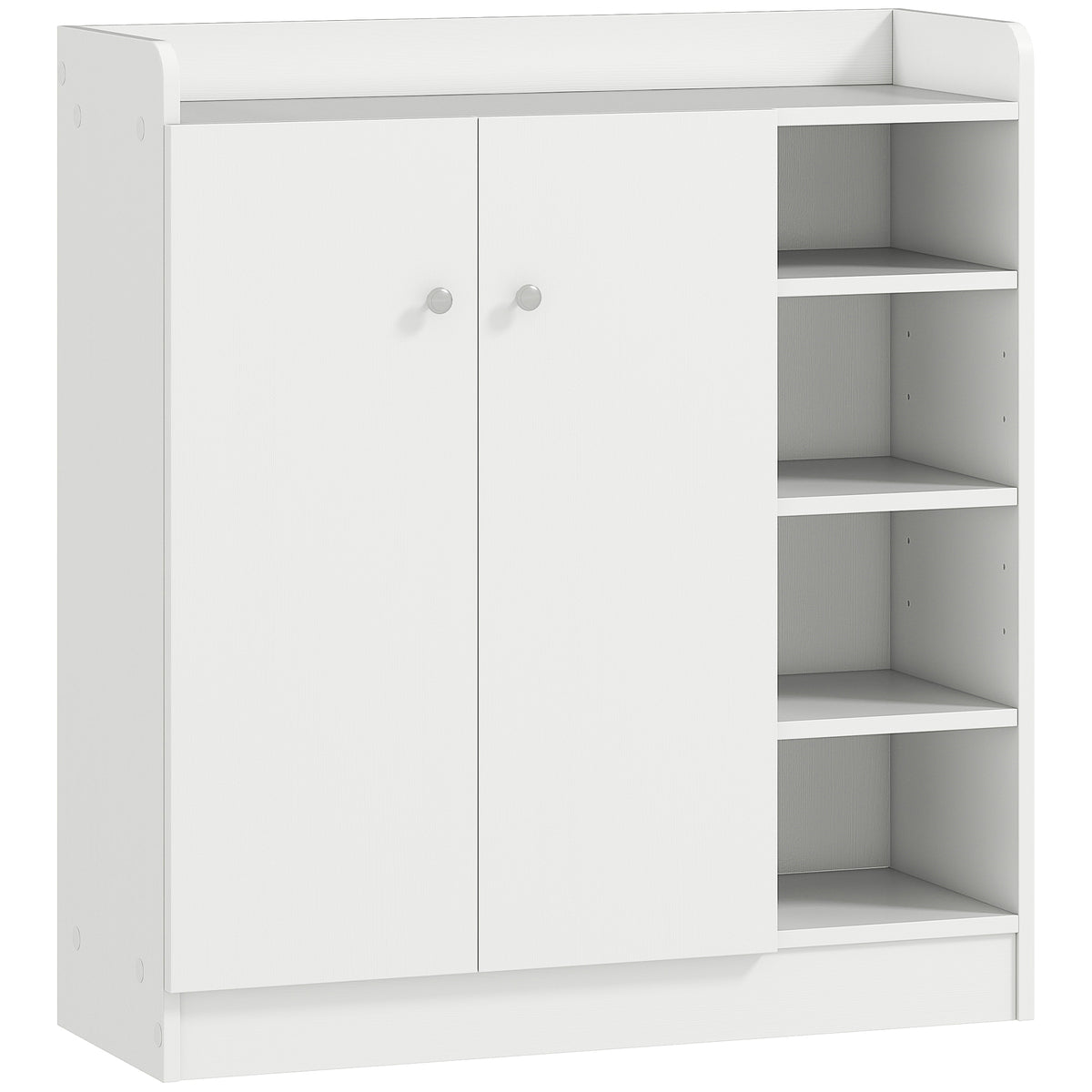 Kozy Shoe Storage Cabinet  Two Doors w/ Adjustable 4 Shelves Cupboard Footwear Rack Stand Organiser Hallway White
