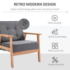 HOMCOM Minimalistic Wooden Frame Accent Chair, HOMCOM Armchair with Padded Seat - Dark Grey | Aosom UK