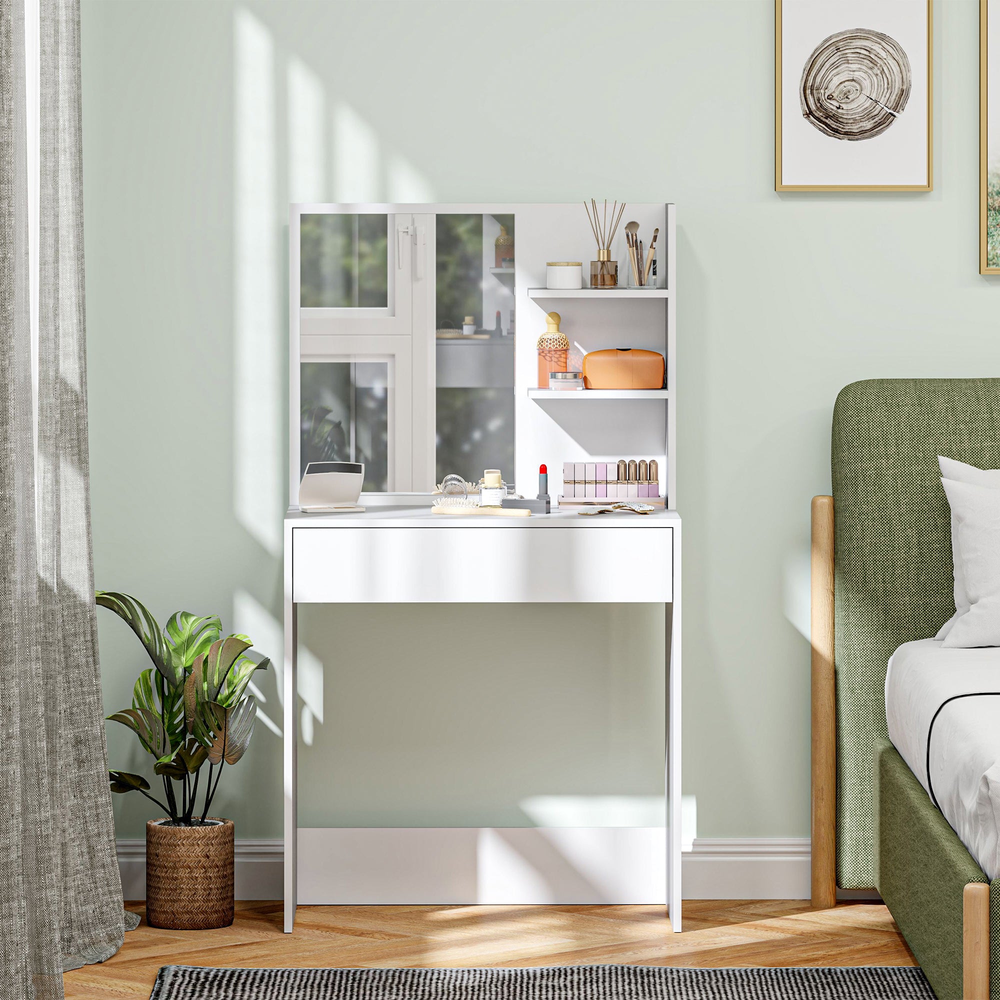 Kozy - Dressing Table with Mirror and Storage - White