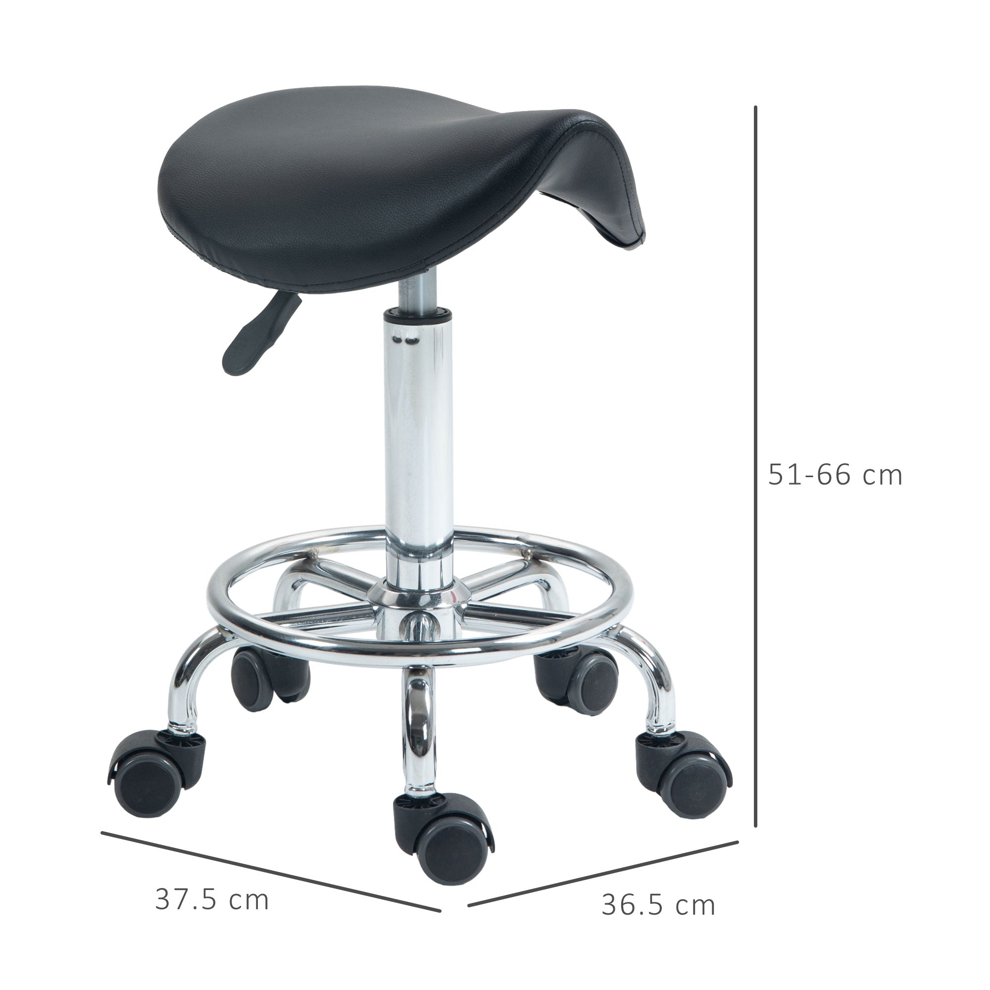 Kozy Salon Saddle Stool, Rolling Saddle Chair for Massage, Spa, Clinic, Beauty, Hairdressing and Tattoo, Black