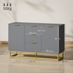 Kozy Sideboard with 3 Drawers and Adjustable Shelves for Living Room - Grey