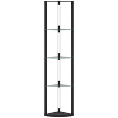 Kozy LED Floor Lamp with Shelves, Dimmable Standing Lamp with Foot Switch for Living Room, Bedroom, Black