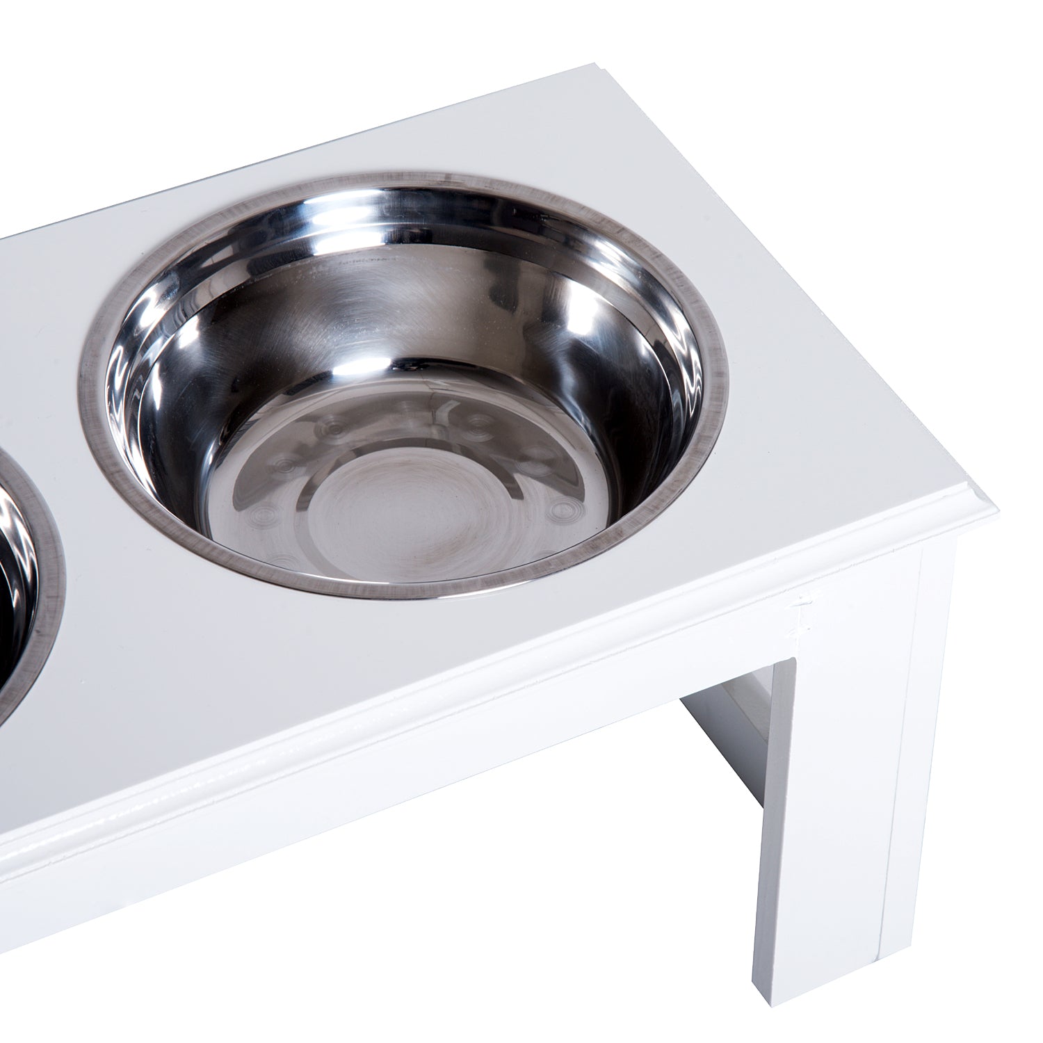 PawHut Pet Feeder, Stainless Steel, Large Capacity, Easy Clean, White, 58.4Lx30.5Wx25.4H cm