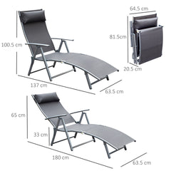 Outsunny Folding Sun Lounger, Texteline Recliner Chair, 5