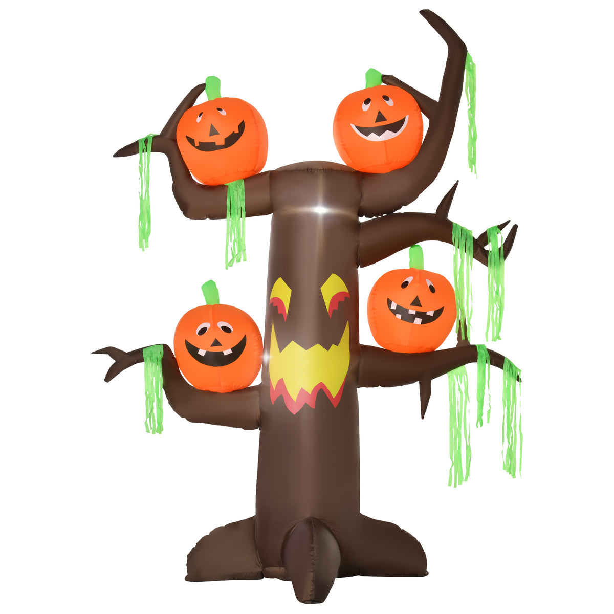 Kozy 2.4m Halloween Inflatable Ghost Tree with 4 Pumpkins 2 Build-in LEDs, Blow Up Inflatables for Halloween Party Yard Lawn Outdoor Indoor Decoration