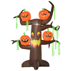 Kozy 2.4m Halloween Inflatable Ghost Tree with 4 Pumpkins 2 Build-in LEDs, Blow Up Inflatables for Halloween Party Yard Lawn Outdoor Indoor Decoration