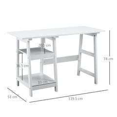 Kozy Compact Computer Desk with Storage Shelves, Study Table with Bookshelf, PC Table Workstation for Home Office, Study, Easy Assembly, 120 x 51cm, White