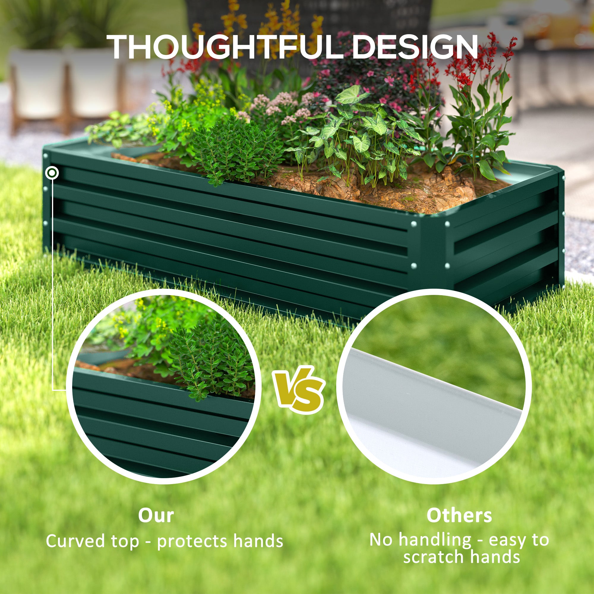 Kozy Raised Beds for Garden, Galvanized Outdoor Planters, for Herbs and Vegetables, Use for Patio, Backyard, Balcony, Green