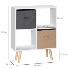 Kozy Freestanding 4 Cube Unit Cabinet Unit w/ 3 Fabric Drawers Handles Home Office Storage Shelves