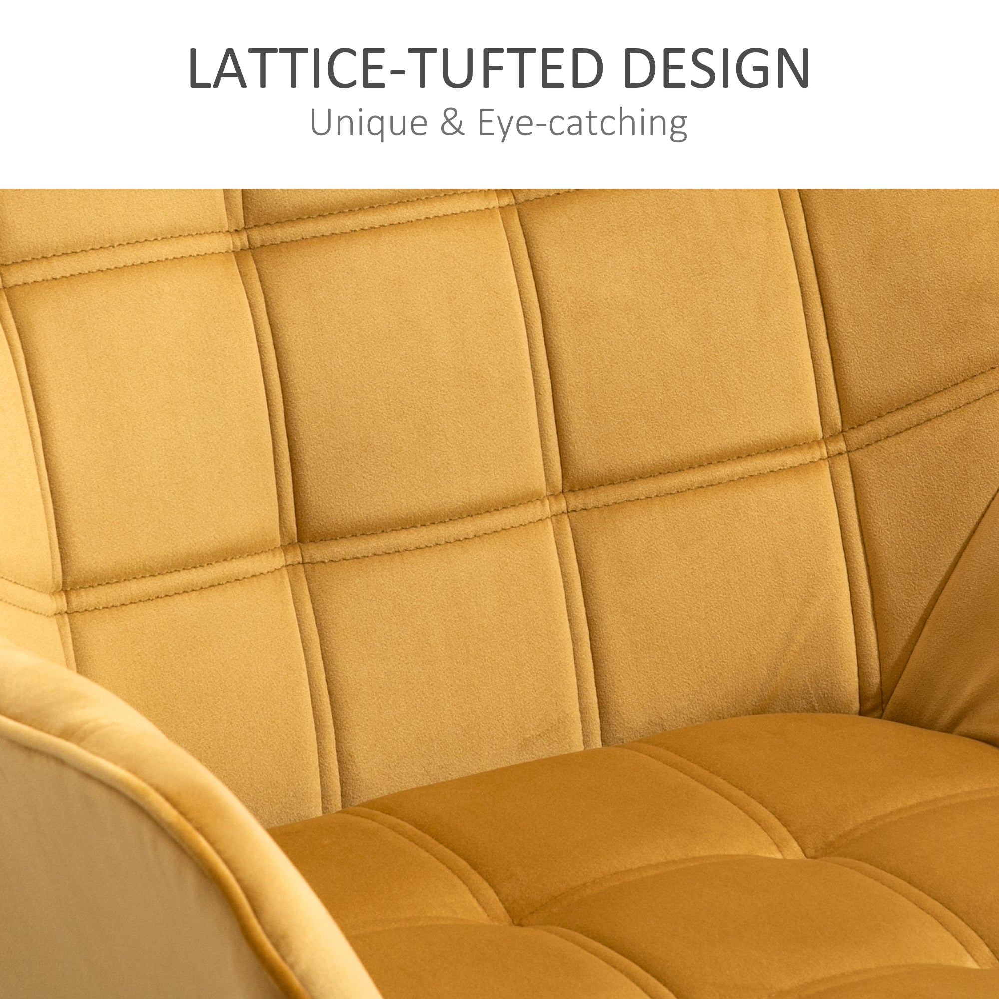 HOMCOM Accent Armchair Duo: Plush Padded Seating with Slanted Back, Iron Frame & Wooden Legs, Sunshine Yellow | Aosom UK