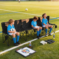 Kozy 6 Seater Folding Camping Chair with Cup Holder & Carry Bag - Black