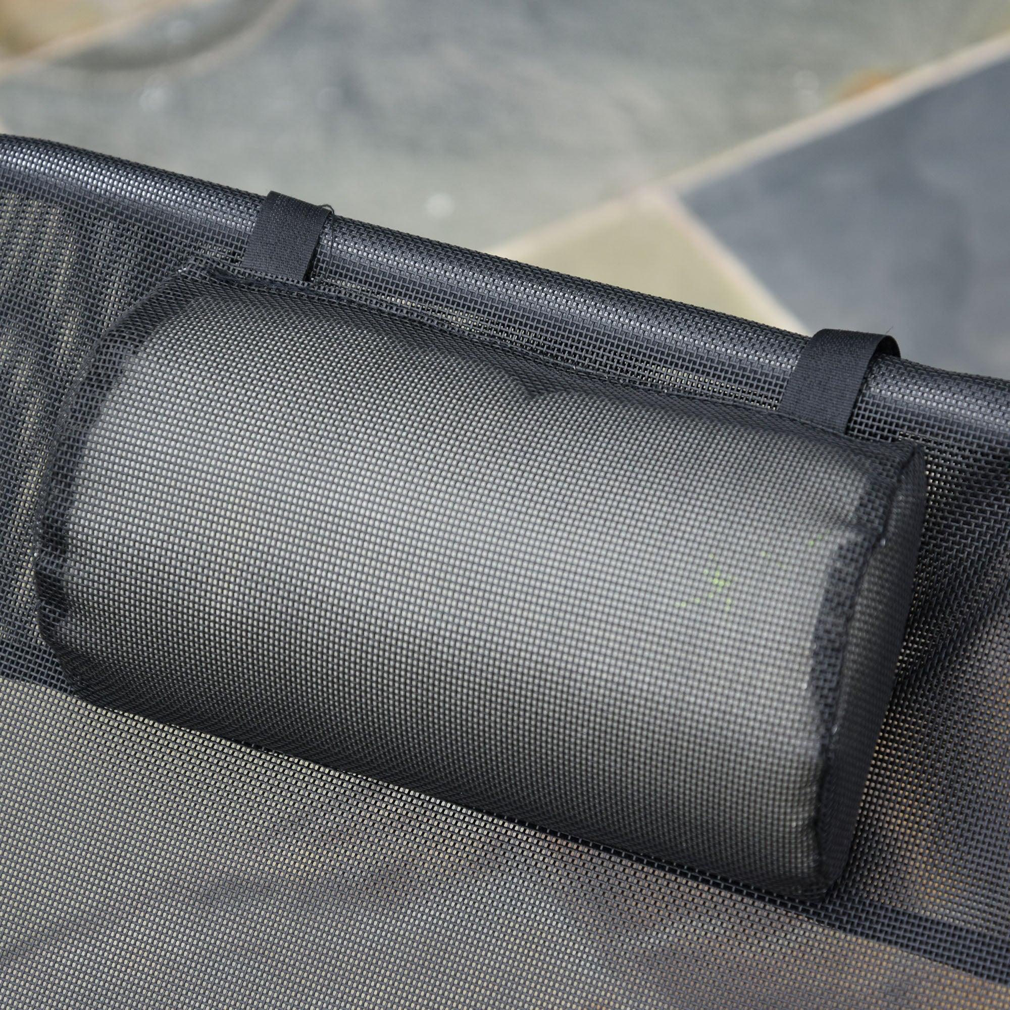 Kozy Outdoor Foldable Sun Lounger, Adjustable Backrest Garden Recliner Sun Lounger Chair with Headrest Pillow, Black