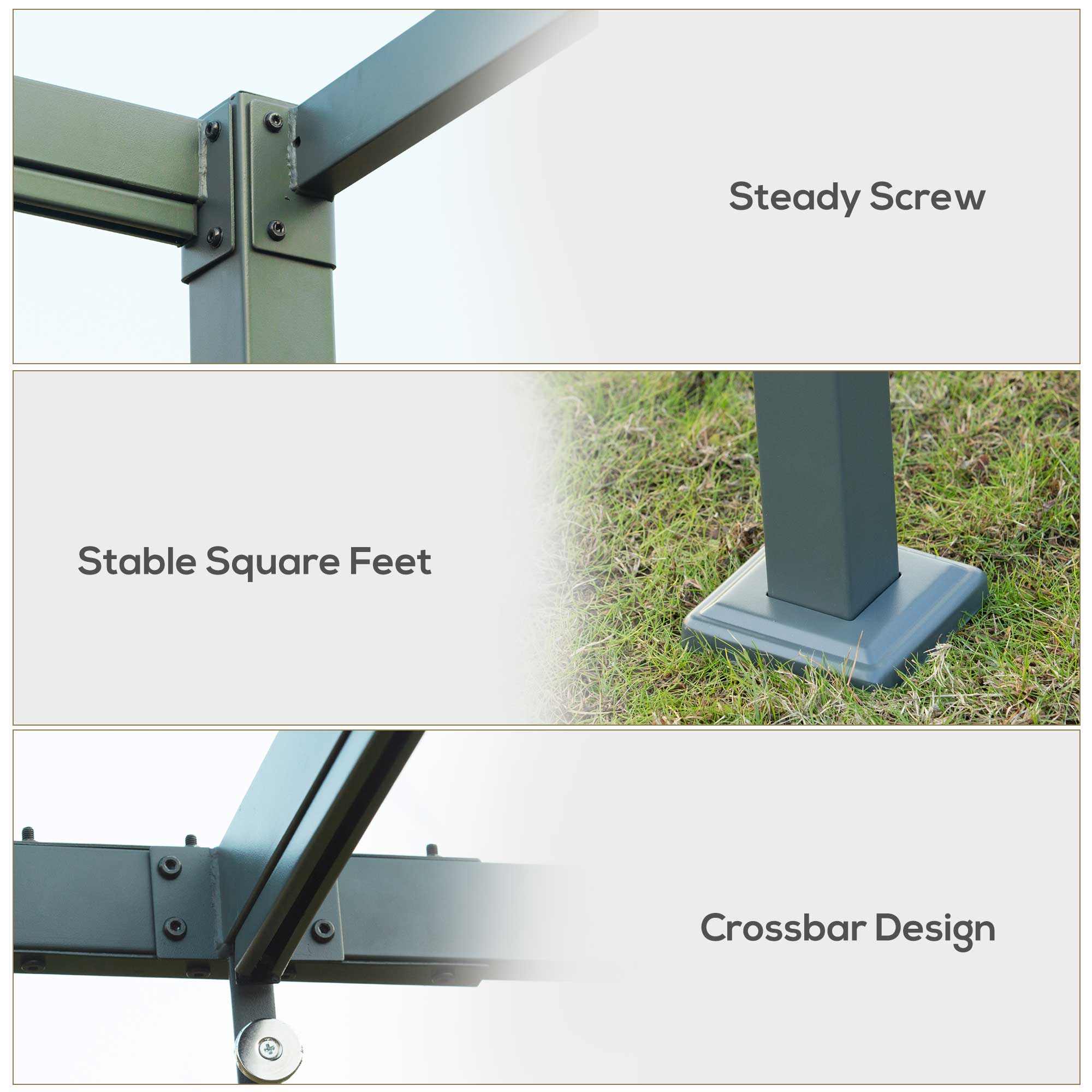 Kozy 3 x 2m Metal Outdoor Pergola with Retractable Roof, Outdoor Gazebo Canopy Shelter with Drainage Holes for Garden, Patio, Lawn, Grey