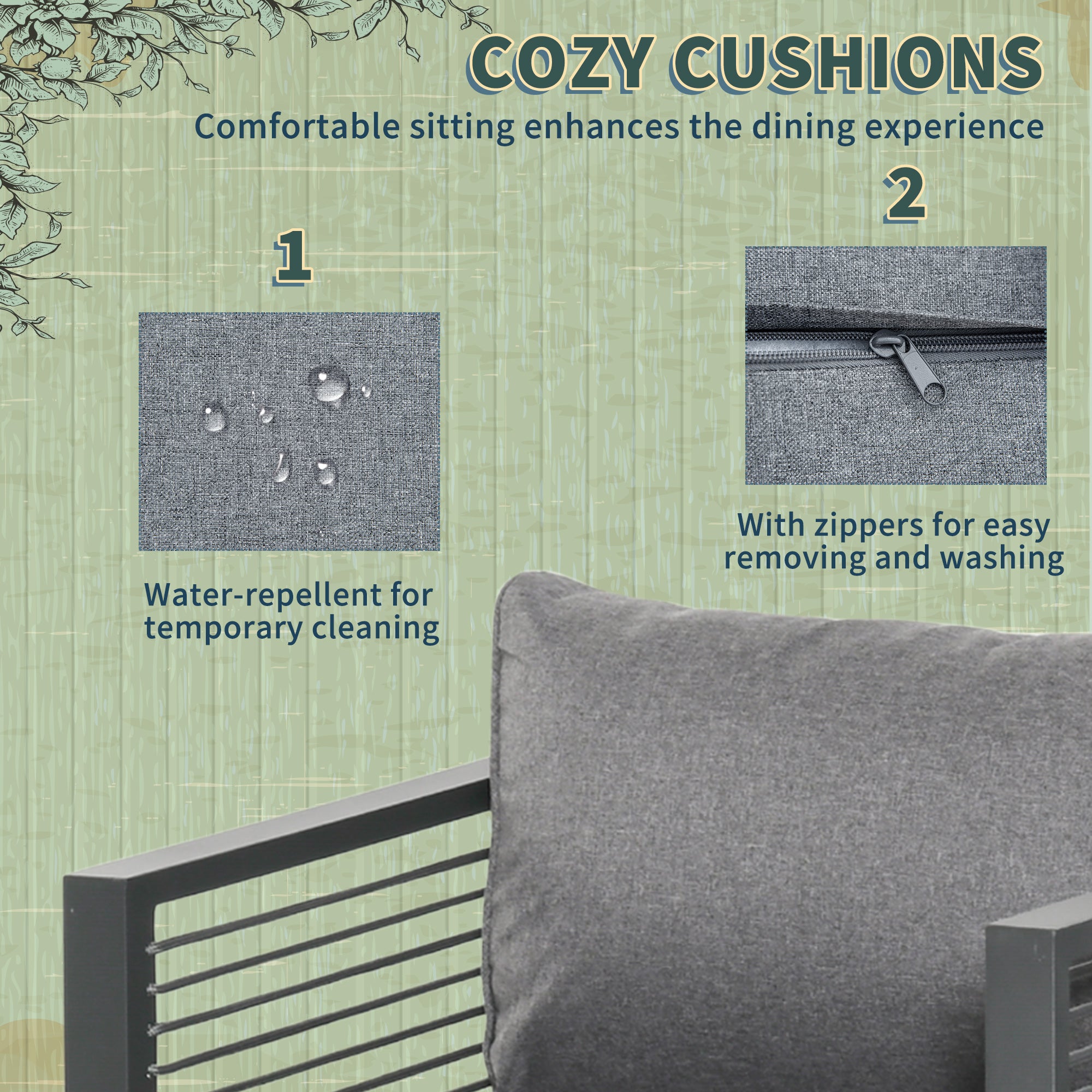 Kozy Nine-Piece Aluminium Garden Set, with Glass-Top Table - Grey