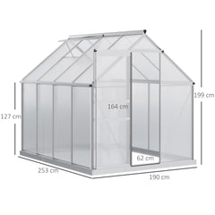 Kozy 190 x 253 cm Walk-In Polycarbonate Greenhouse - Silver-Tone