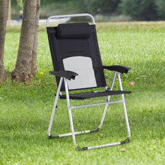 Outsunny Folding Garden Chair, Outdoor Patio Armchair with 3