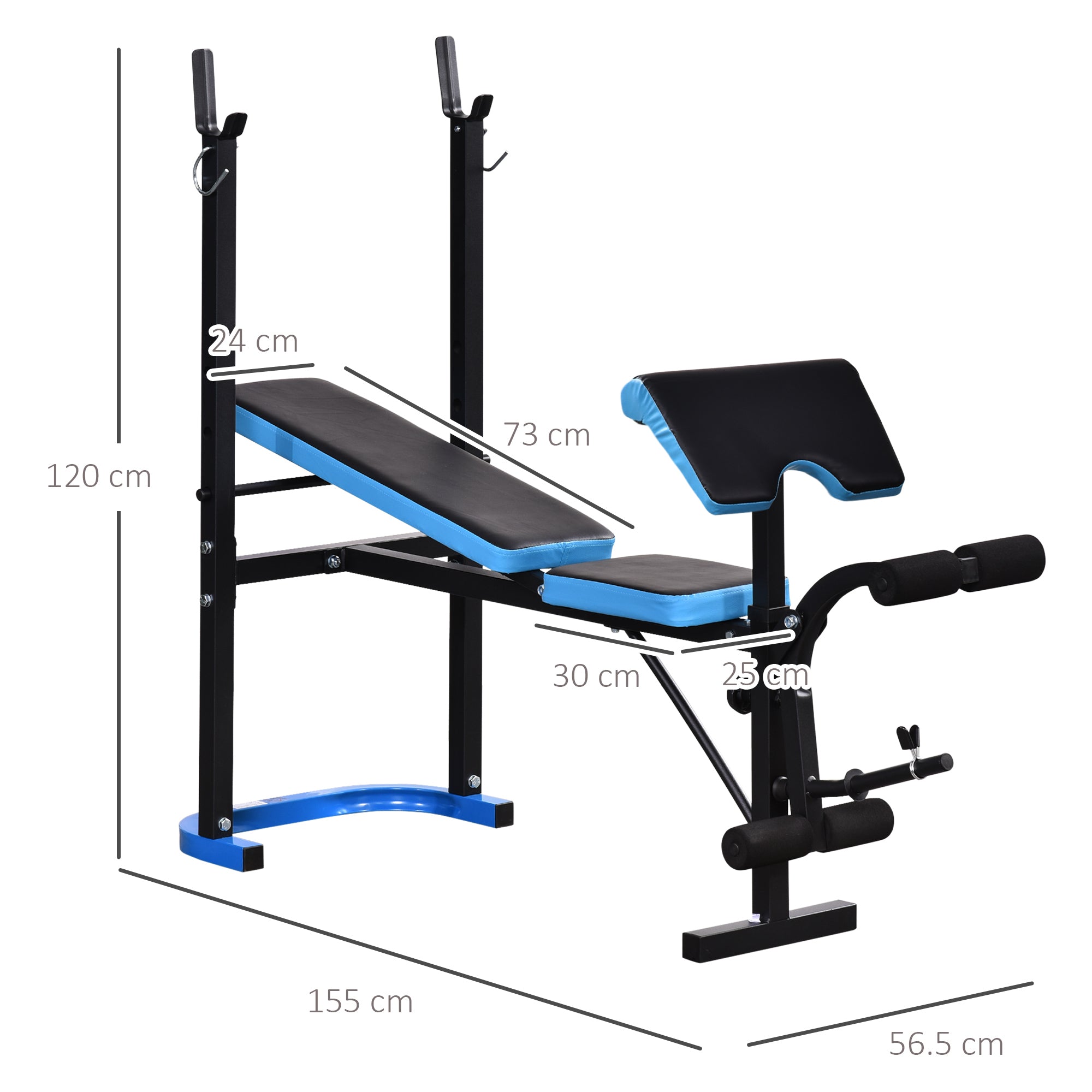 Kozy Adjustable Weight Bench with Leg Developer Barbell Rack for Lifting and Strength Training Multifunctional Workout Station for Home Gym Fitness, Black