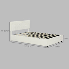 Kozy - Double Ottoman Bed Frame, with Front Drawer - Cream