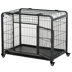 Kozy Metal Dog Cage Kennel Locking Door & Wheels Removable Tray Openable Top For Medium Pets 94 x 58 x 69.5 cm