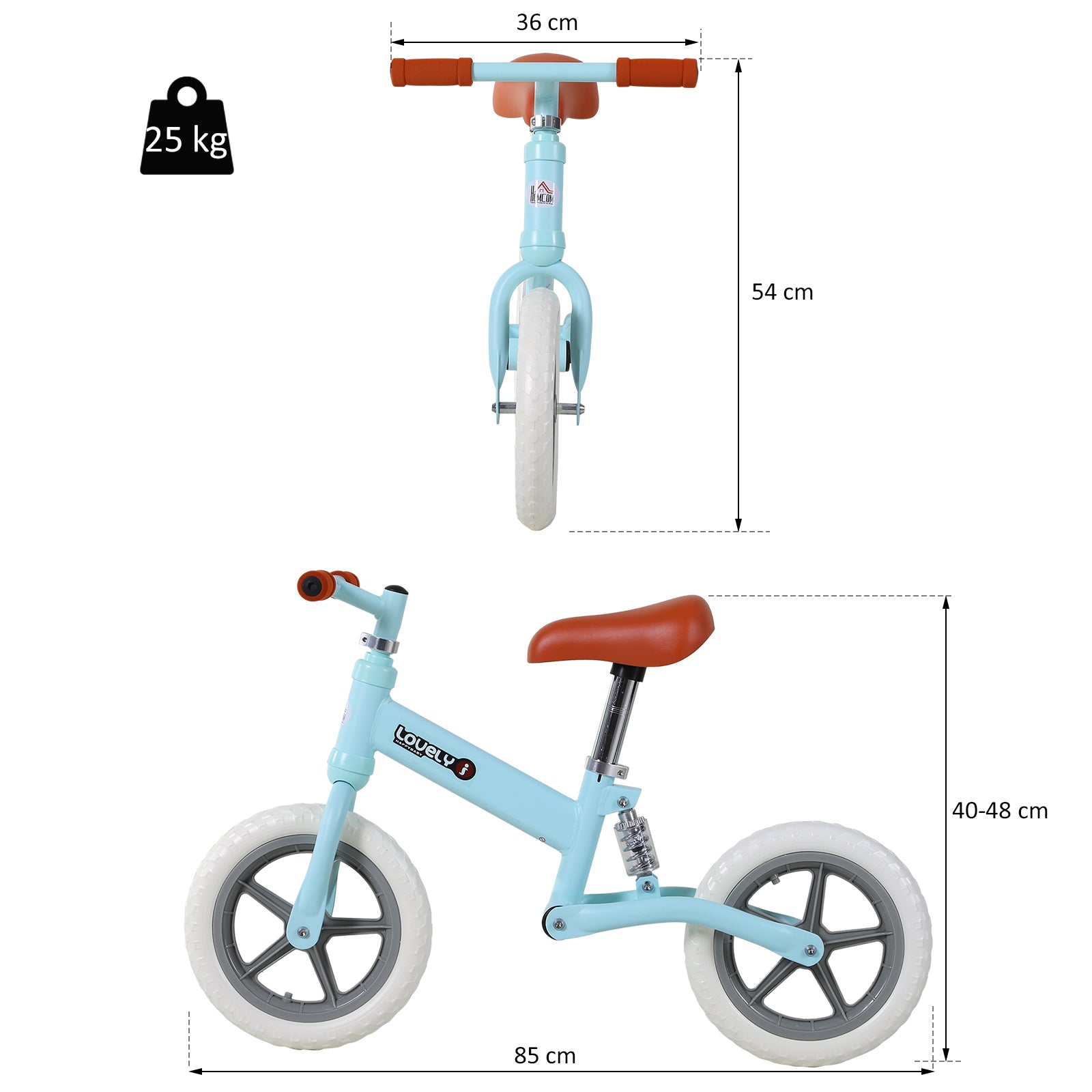 HOMCOM Balance Bike for Toddlers, No Pedal Training Bicycle for Walking Skills Development, Blue