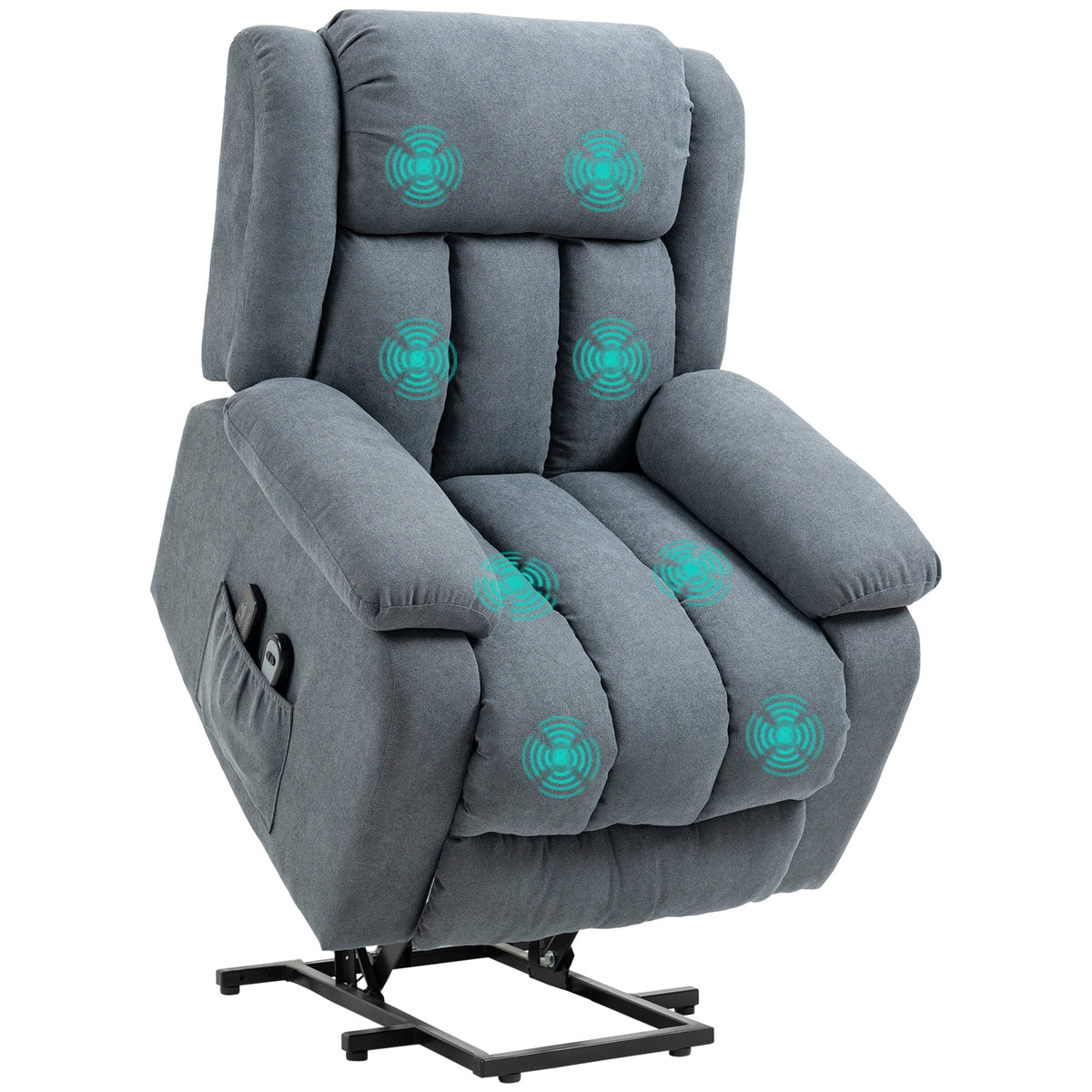 HOMCOM Oversized Riser and Recliner Chairs for the Elderly, Heavy Duty Fabric Upholstered Lift Chair w/ Remote Control, Side Pocket | Aosom UK
