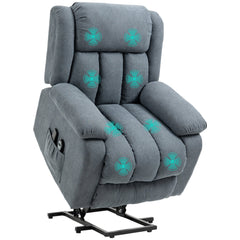 HOMCOM Oversized Riser and Recliner Chairs for the Elderly, Heavy Duty Fabric Upholstered Lift Chair w/ Remote Control, Side Pocket | Aosom UK