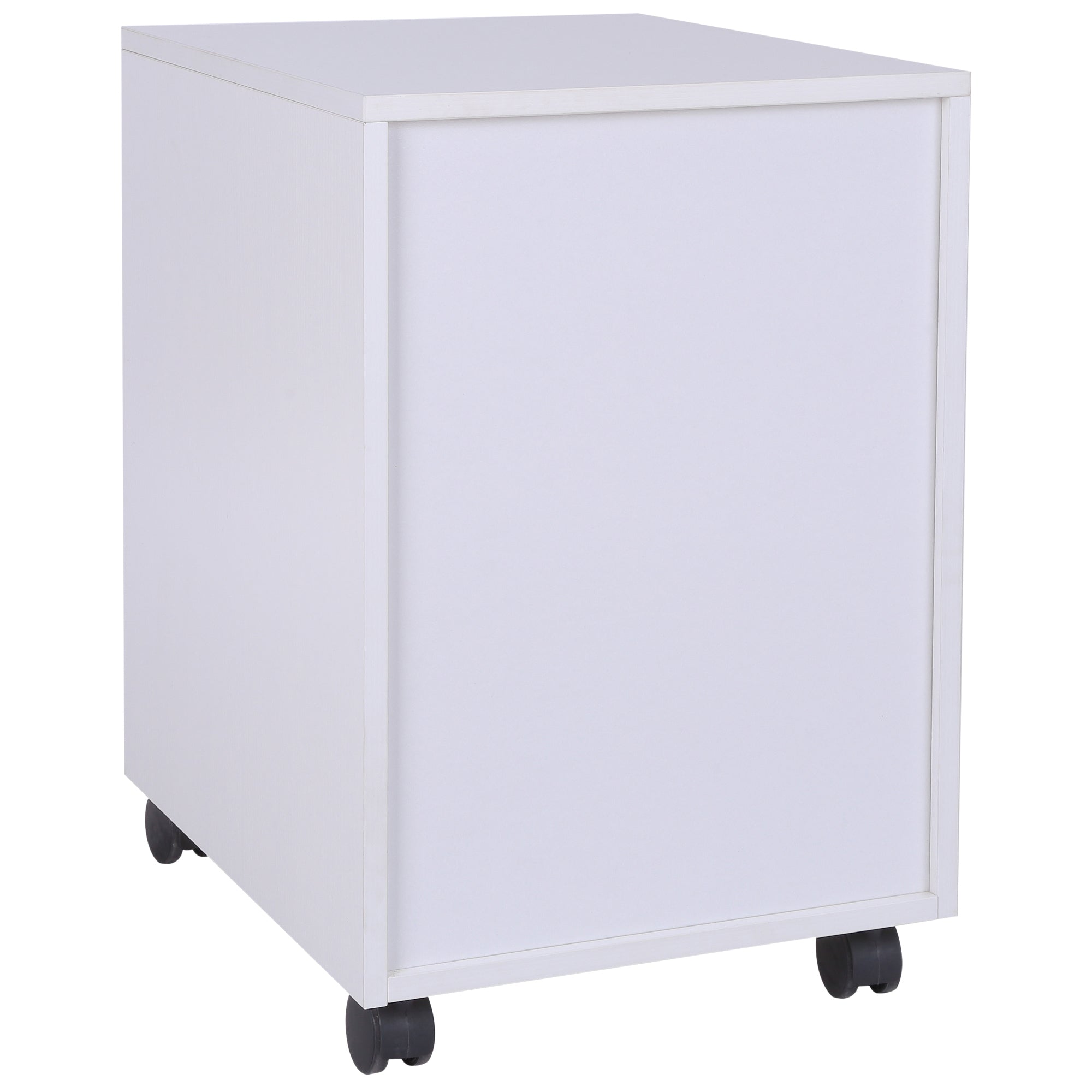 HOMCOM MDF Mobile File Cabinet pedestal with 3 Drawers Lockable Casters Oak and White