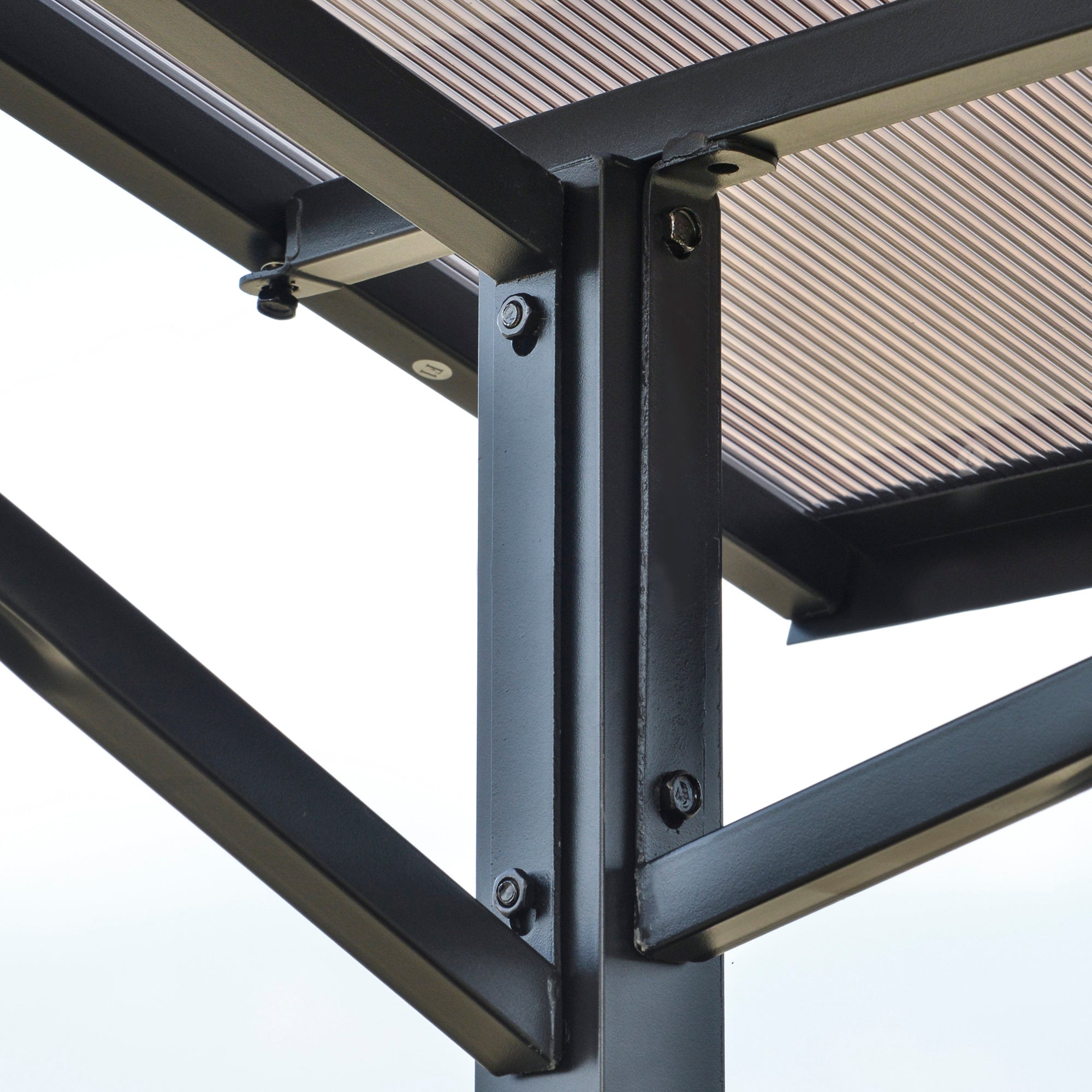 Kozy 8ft x 5ft Outdoor BBQ Protective Gazebo Tent Aluminium Steel Frame w/ 2 Shelves Hardtop Roof Canopy Ground Stakes Safe Cooking