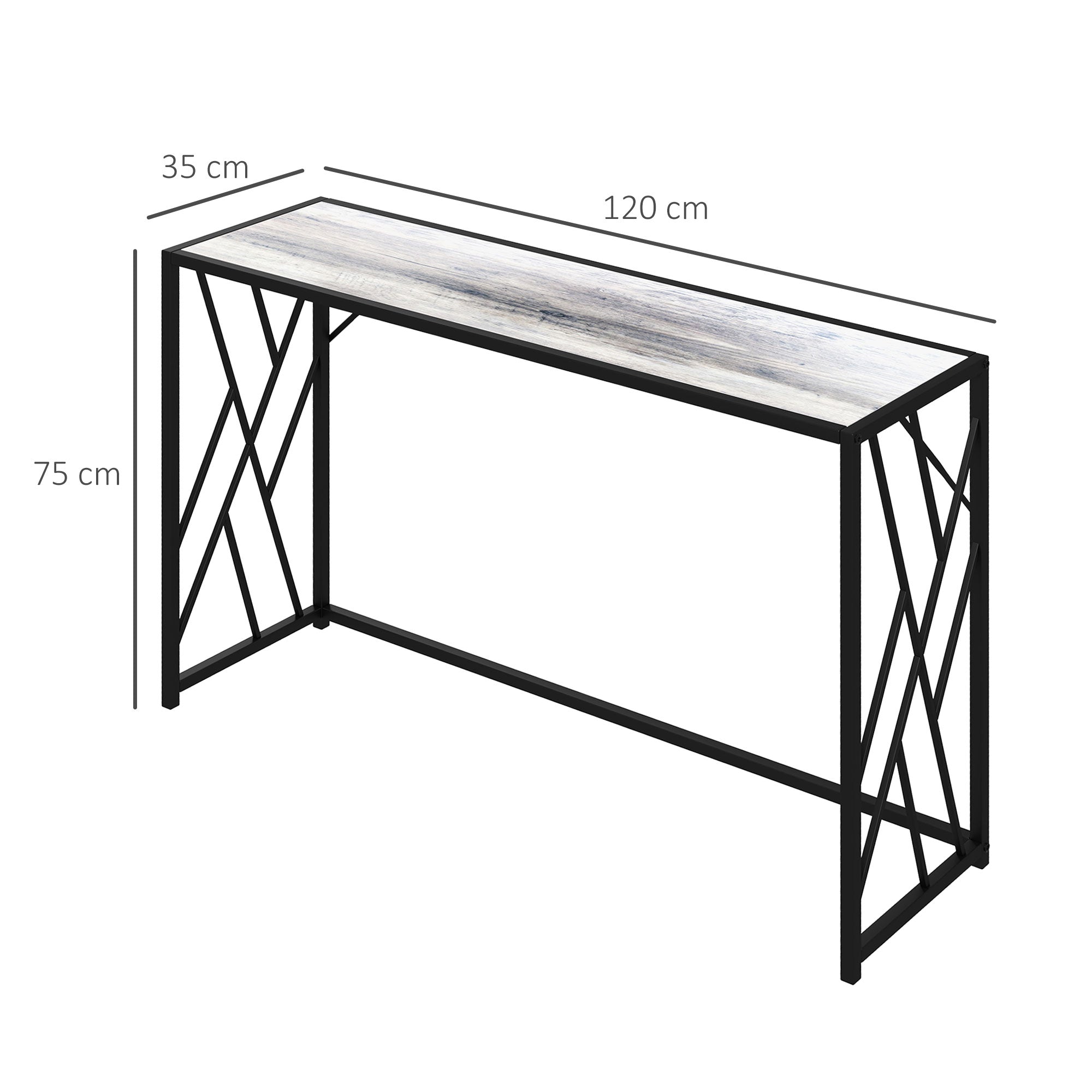 Kozy Console Table, Industrial Sofa Table with Metal Frame for Living Room, Hallway, 120 cm, Grey
