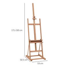 Kozy Wooden Easel Stand H-Frame Artist Easel with 171-230cm Adjustable Height and 0-80° Working Angles Beech Wood Art Easel for Displaying Painting Wedding Sign Nature Wood Finish