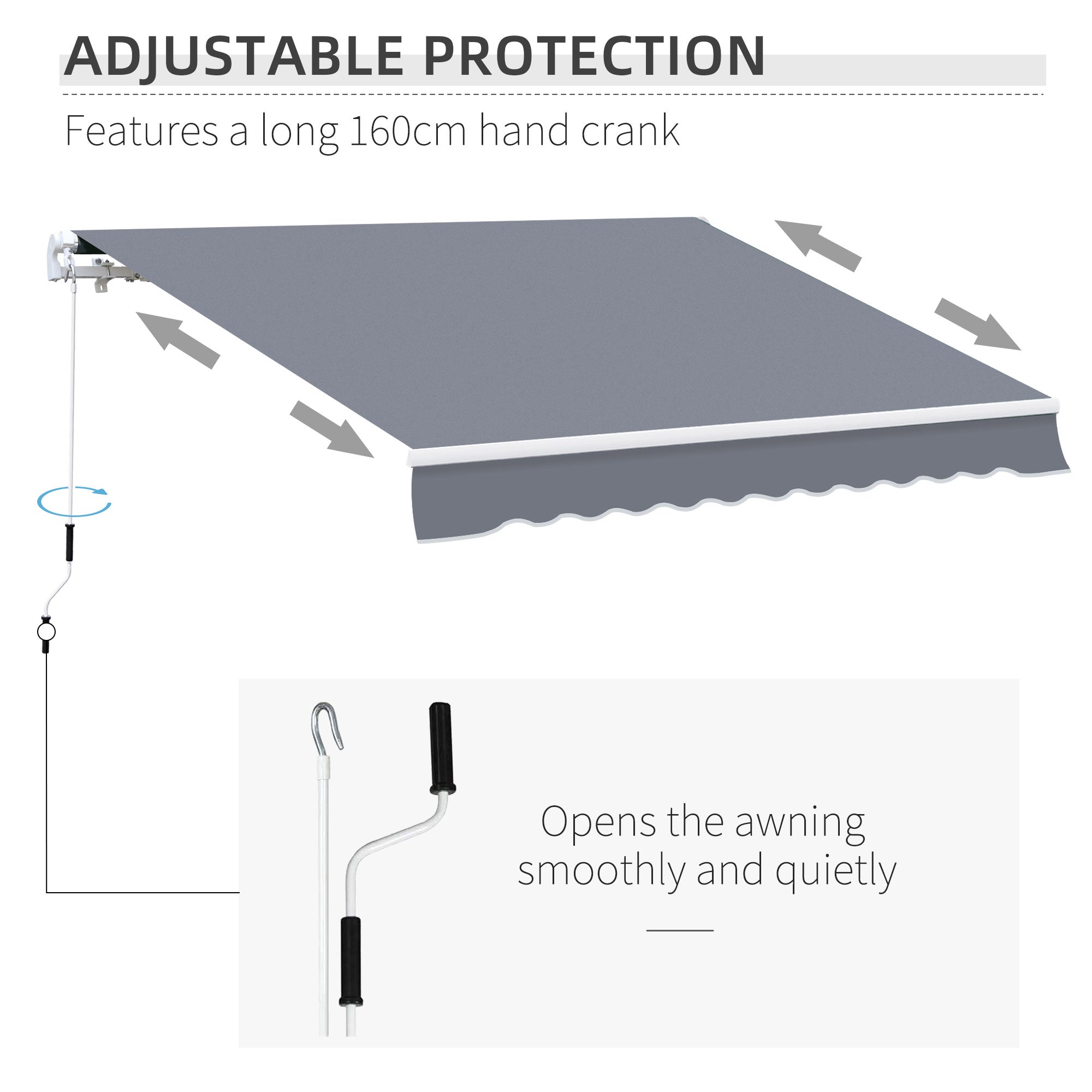 Outsunny Garden Patio Manual Awning Canopy Sun Shade Shelter Retractable 4m x 3m