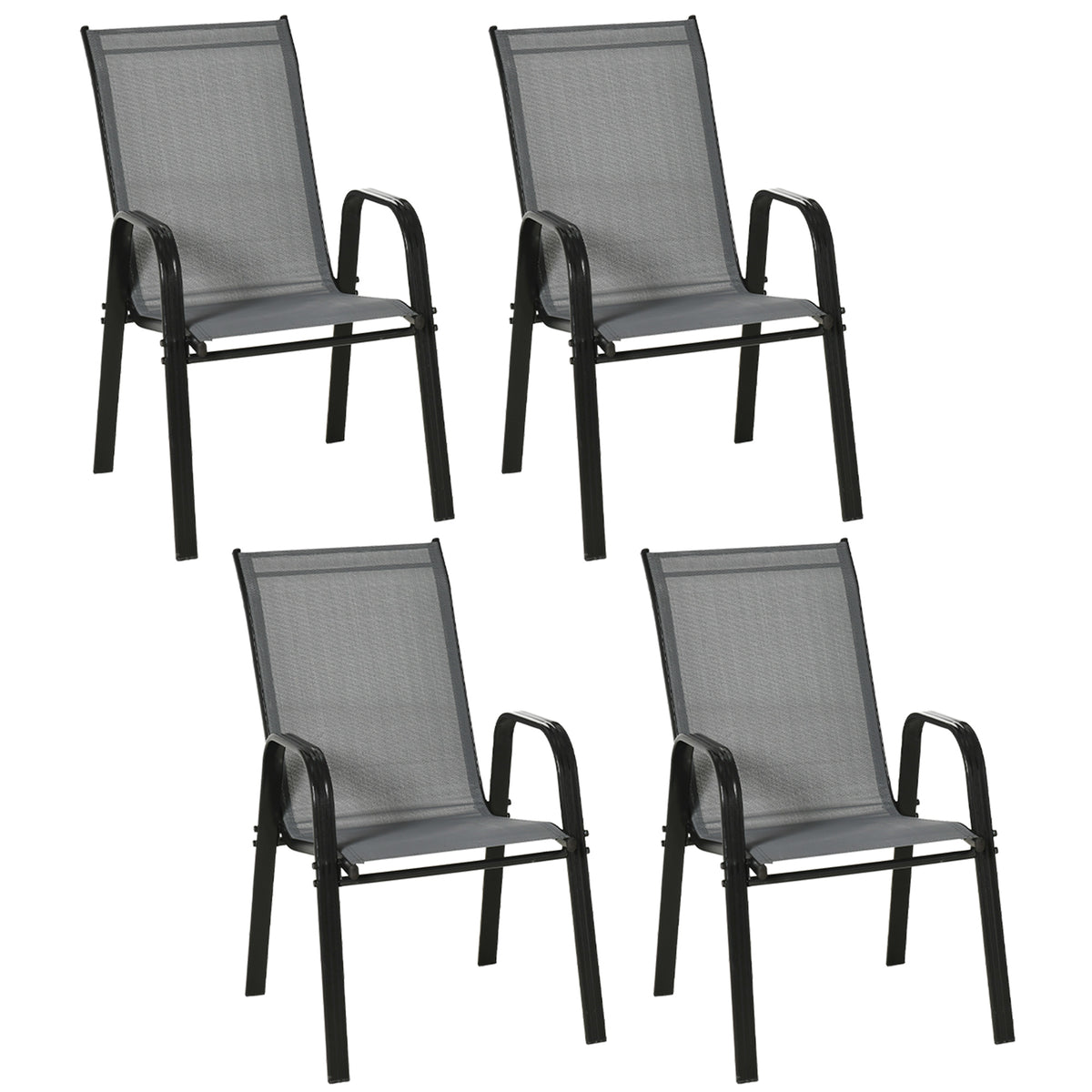 Kozy Set of Four Stackable Mesh Seat Chairs - Dark Grey