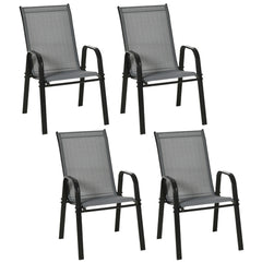 Kozy Set of Four Stackable Mesh Seat Chairs - Dark Grey