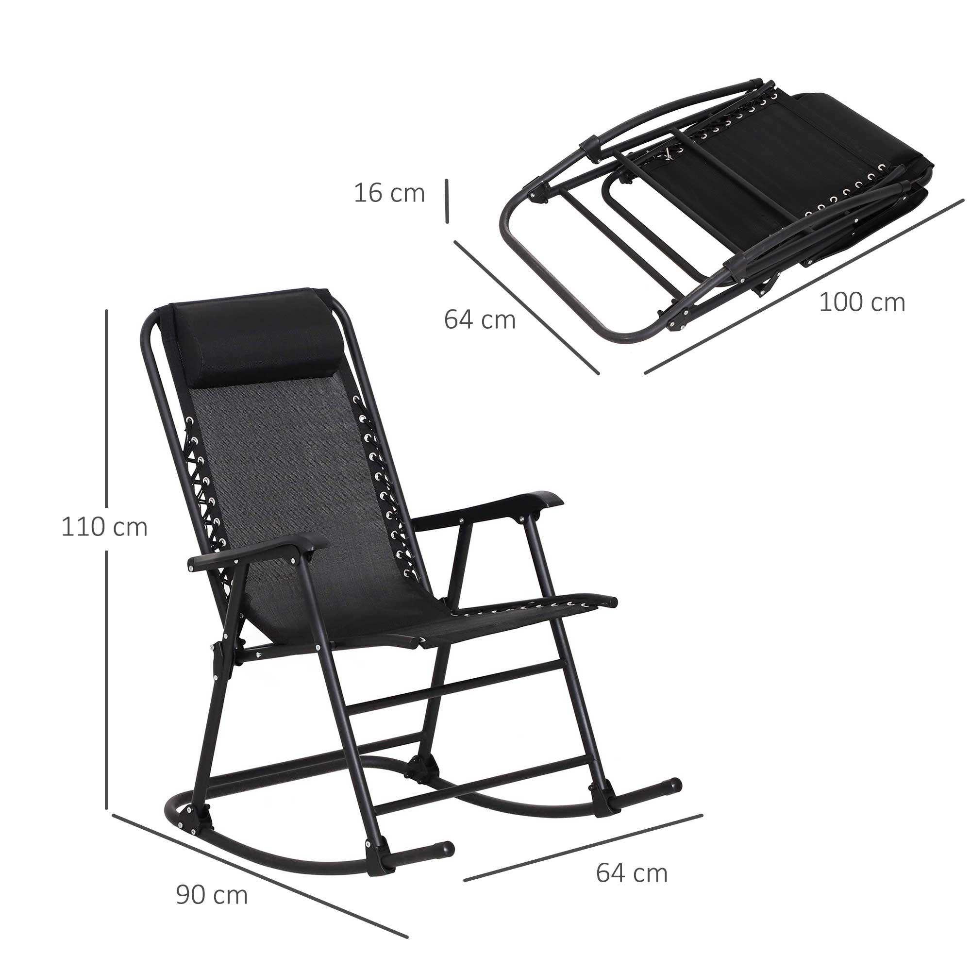 Outsunny Rocking Garden Chair, Foldable Outdoor Rocker with Adjustable Zero